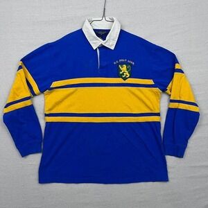 Vintage 00s‎ US Polo Association Blue and Yellow Striped Long Sleeve Rugby Shirt
